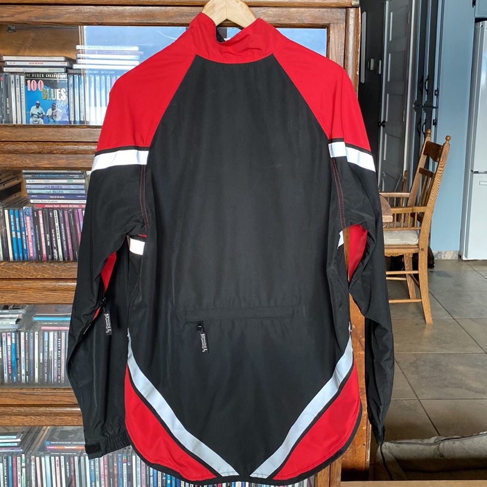 Fab Running Room Jacket with Long Tail - Red/Black/Silver Reflective Tape size M